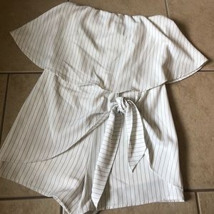 Black and white striped romper